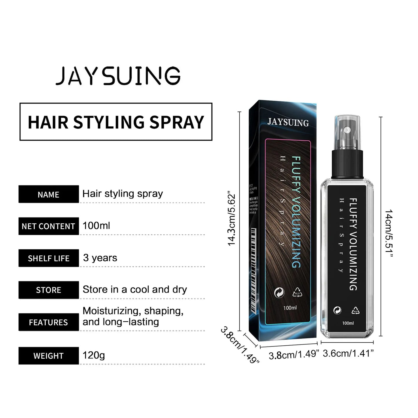 100ml Hair Styling Spray Gel Volumizing Curly Hair Fragrance Hairstyle Moisturizing Long Lasting Sculpting Hair Spray