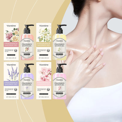 Viareline 100ml Floral Fragrance Shower Gel Series Moisturizing Care Skin Repair Dry Rough Skin Lasting Scent Exfoliate Bath Gel