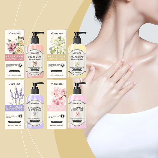 Viareline 100ml Floral Fragrance Shower Gel Series Moisturizing Care Skin Repair Dry Rough Skin Lasting Scent Exfoliate Bath Gel