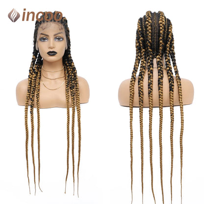 36 Inches Cornrows Braided Wigs Synthetic Full Lace Wig