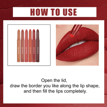 6 Colors Non-fading Lip Gloss Waterproof Lipstick Pen Matte Long-lasting