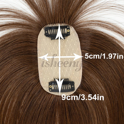 20cm Human Hair Topper with 5x9cm Base Net Natural Look Straight Hairpiece Seamless Blending to Hide Bald Spots or White Hair
