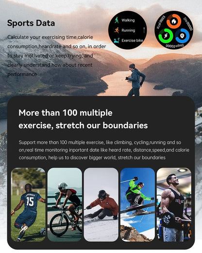 Smartwatch 1.39" Bluetooth  Fitness Heart Rate Health For Android IOS