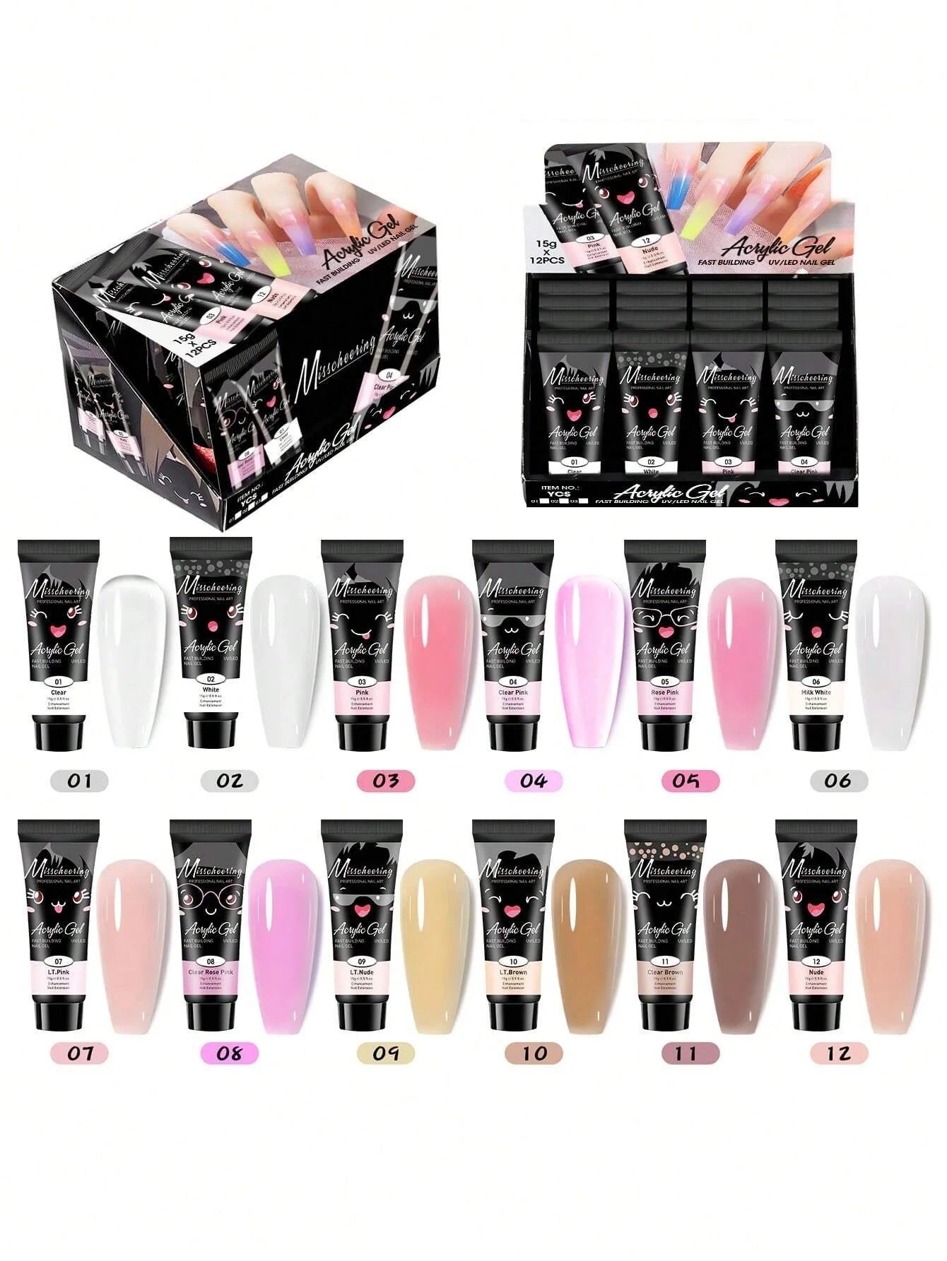 12 Pcs Natural Pink Nude Poly Nail Gel Starter Kit