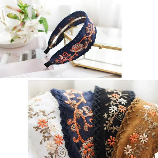 New Boho Flower Print Wide Headbands Vintage Hair Accessories