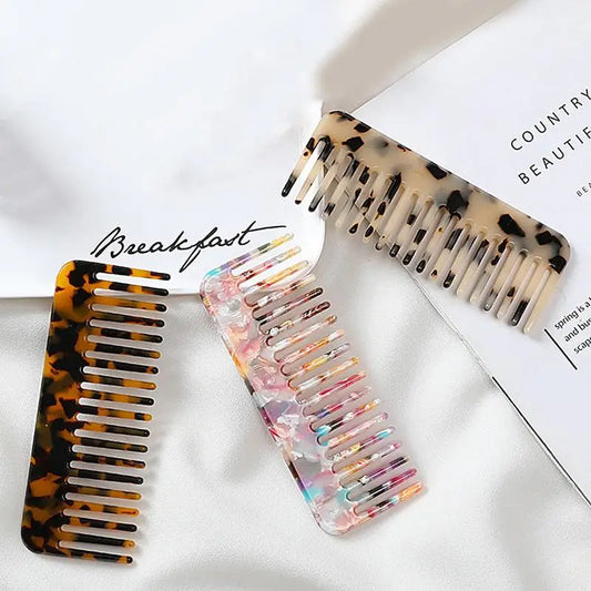 Acetate Hair Comb Antistatic Marbled Wide Tooth Detangling Comb Wide Tooth