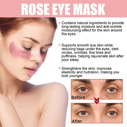 60pcs Rose Eye Mask Fades Fine Lines, Eye Bags, Dark Circles