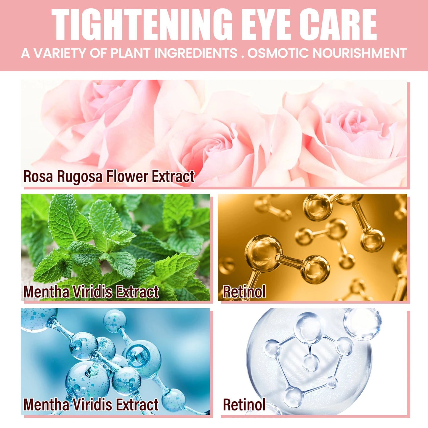 60pcs Rose Eye Mask Fades Fine Lines, Eye Bags, Dark Circles