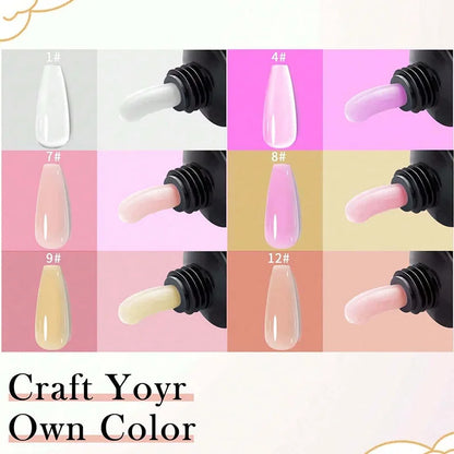 12 Pcs Natural Pink Nude Poly Nail Gel Starter Kit