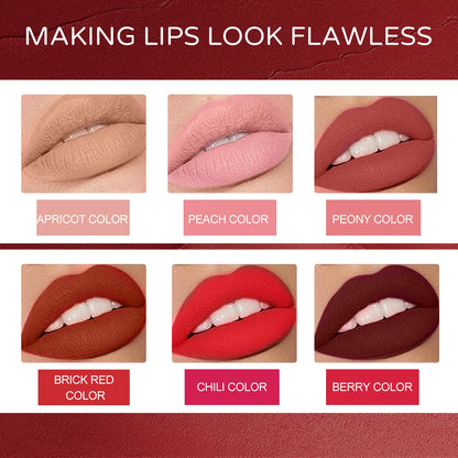 6 Colors Non-fading Lip Gloss Waterproof Lipstick Pen Matte Long-lasting