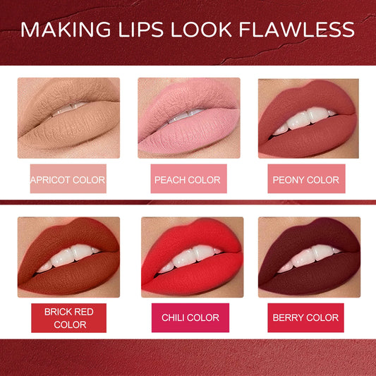 6 Colors Non-fading Lip Gloss Waterproof Lipstick Pen Matte Long-lasting
