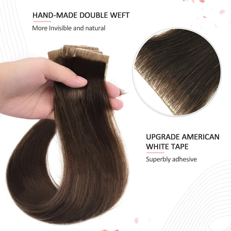 16pcs Light Blonde PU Skin Tape Hair Extensions Invisible Adhesive Tape Human Hair