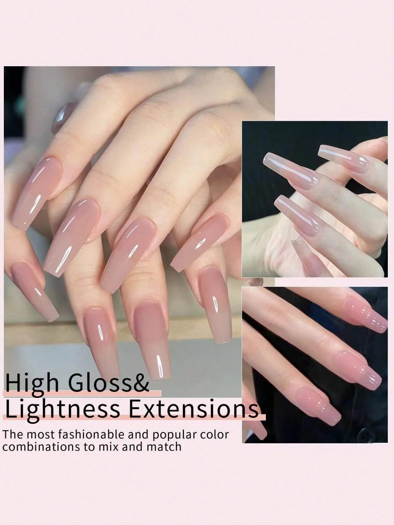 12 Pcs Natural Pink Nude Poly Nail Gel Starter Kit