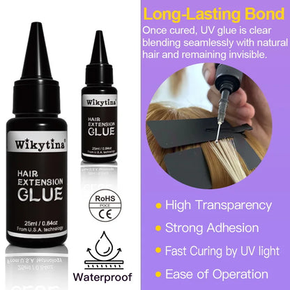 2025 UV V Light Hair Extension Set Wikytina Tools Kit, UV Extension Glue Long-Lasting Remover Machine - Salon Styling Tools