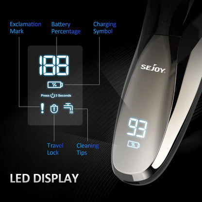 2 in 1 Electric Shaver 3D Men  Razor Beard Trimmer With LCD Display IPX7 Waterproof