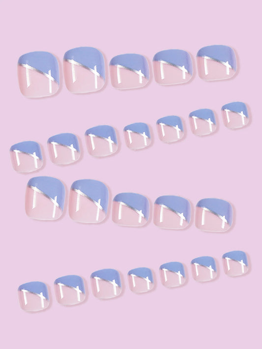 Summer Simple Fake Toenails Full Cover Square