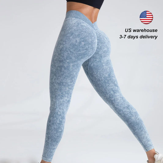 V Back Yoga Pants Women Workout Sport Leggings Fitness Seamless Leggings