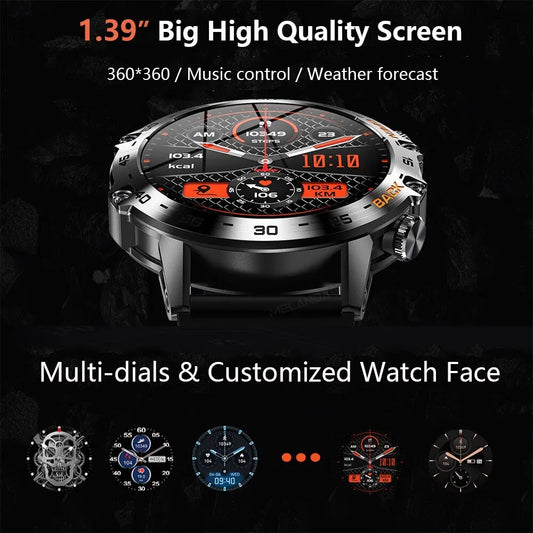 Smartwatch 1.39" Bluetooth  Fitness Heart Rate Health For Android IOS