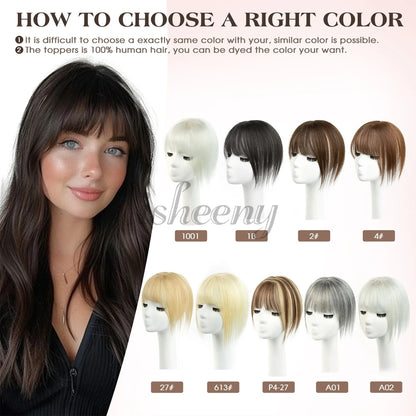 20cm Human Hair Topper with 5x9cm Base Net Natural Look Straight Hairpiece Seamless Blending to Hide Bald Spots or White Hair