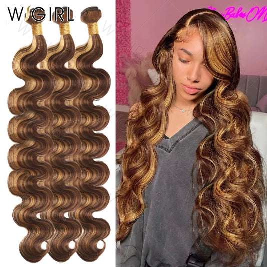 Wig girl Highlight Body Wave Raw Bundles 100% Human Hair