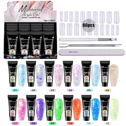 12 Pcs Natural Pink Nude Poly Nail Gel Starter Kit