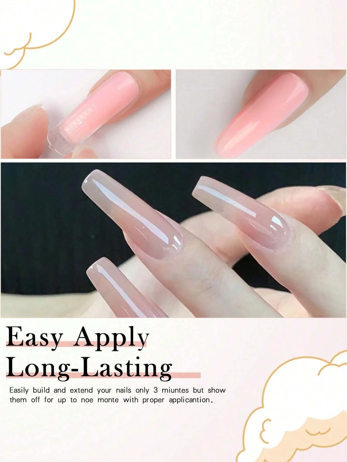 12 Pcs Natural Pink Nude Poly Nail Gel Starter Kit