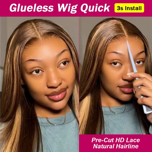 Highlight Glue less Wig Human Hair Ready To Wear And Go For Women 13x6