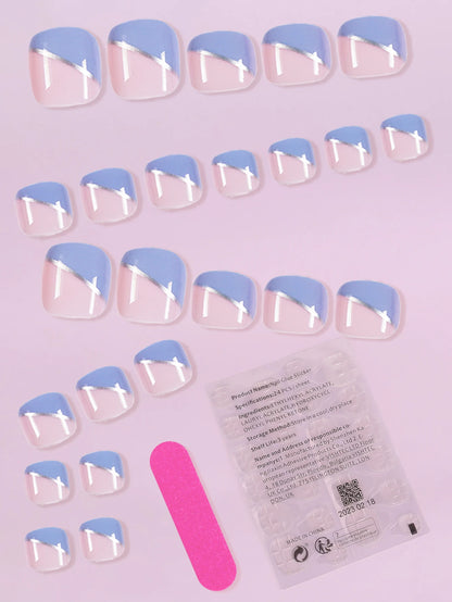 Summer Simple Fake Toenails Full Cover Square