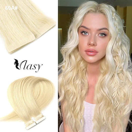 16pcs Light Blonde PU Skin Tape Hair Extensions Invisible Adhesive Tape Human Hair