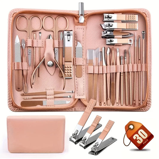 Pink 30 Pcs Manicure Set Professional Nail Clipper