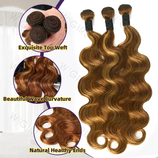 Wig girl Highlight Body Wave Raw Bundles 100% Human Hair