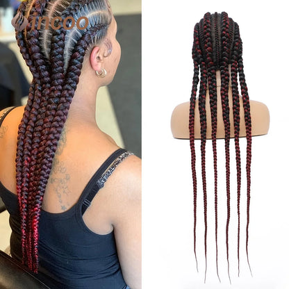 36 Inches Cornrows Braided Wigs Synthetic Full Lace Wig