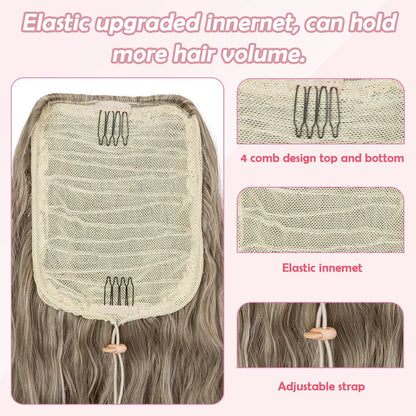 32" Long Curly Drawstring Ponytail Synthetic Hairpiece for Women Blonde Black Ponytail Clip in Hair Extensions for Daily Cosplay
