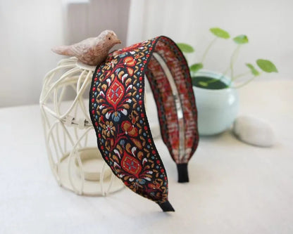 New Boho Flower Print Wide Headbands Vintage Hair Accessories