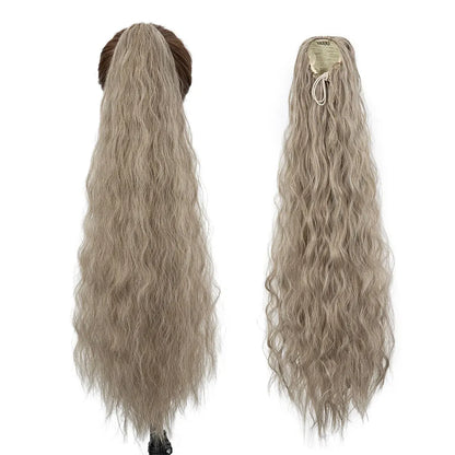 32" Long Curly Drawstring Ponytail Synthetic Hairpiece for Women Blonde Black Ponytail Clip in Hair Extensions for Daily Cosplay