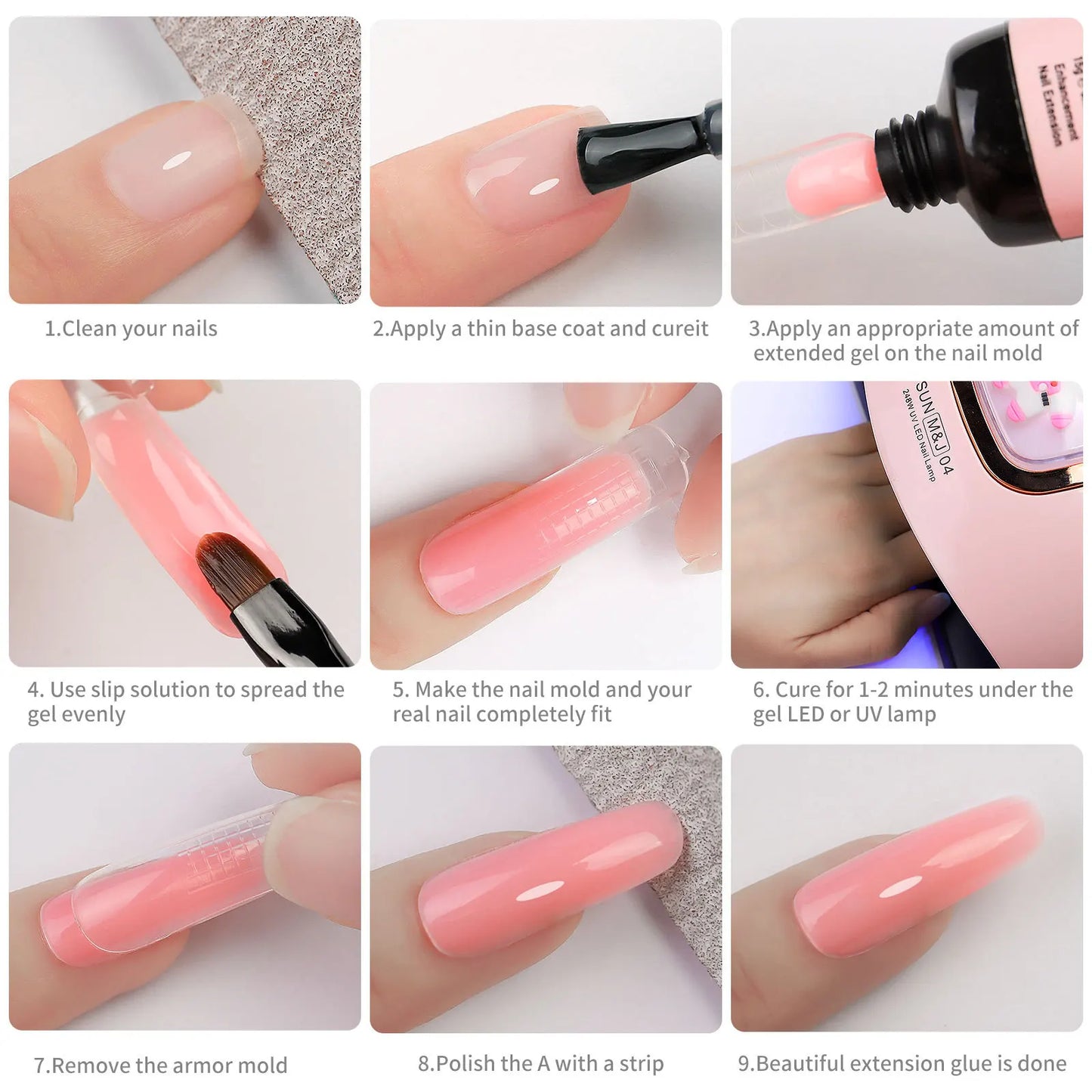 12 Pcs Natural Pink Nude Poly Nail Gel Starter Kit
