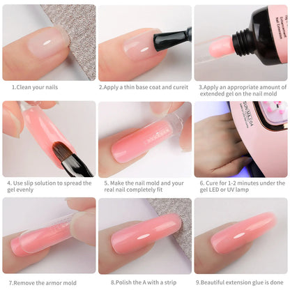 12 Pcs Natural Pink Nude Poly Nail Gel Starter Kit