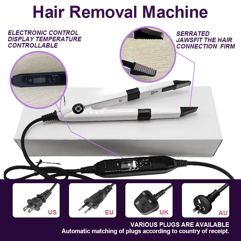 2025 UV V Light Hair Extension Set Wikytina Tools Kit, UV Extension Glue Long-Lasting Remover Machine - Salon Styling Tools