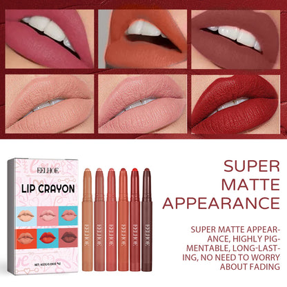 6 Colors Non-fading Lip Gloss Waterproof Lipstick Pen Matte Long-lasting